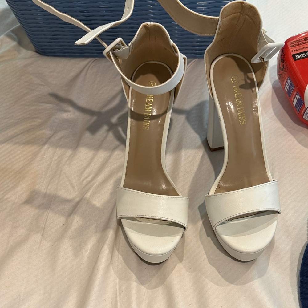 Dream Pairs Platform Ankle-Strap Heeled Sandals - White -